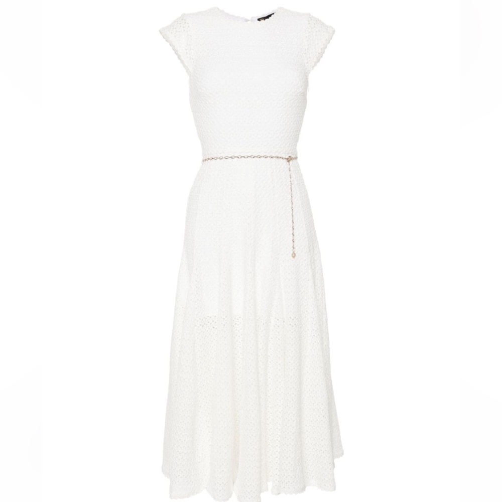 MAJE Belted open-knit maxi dress